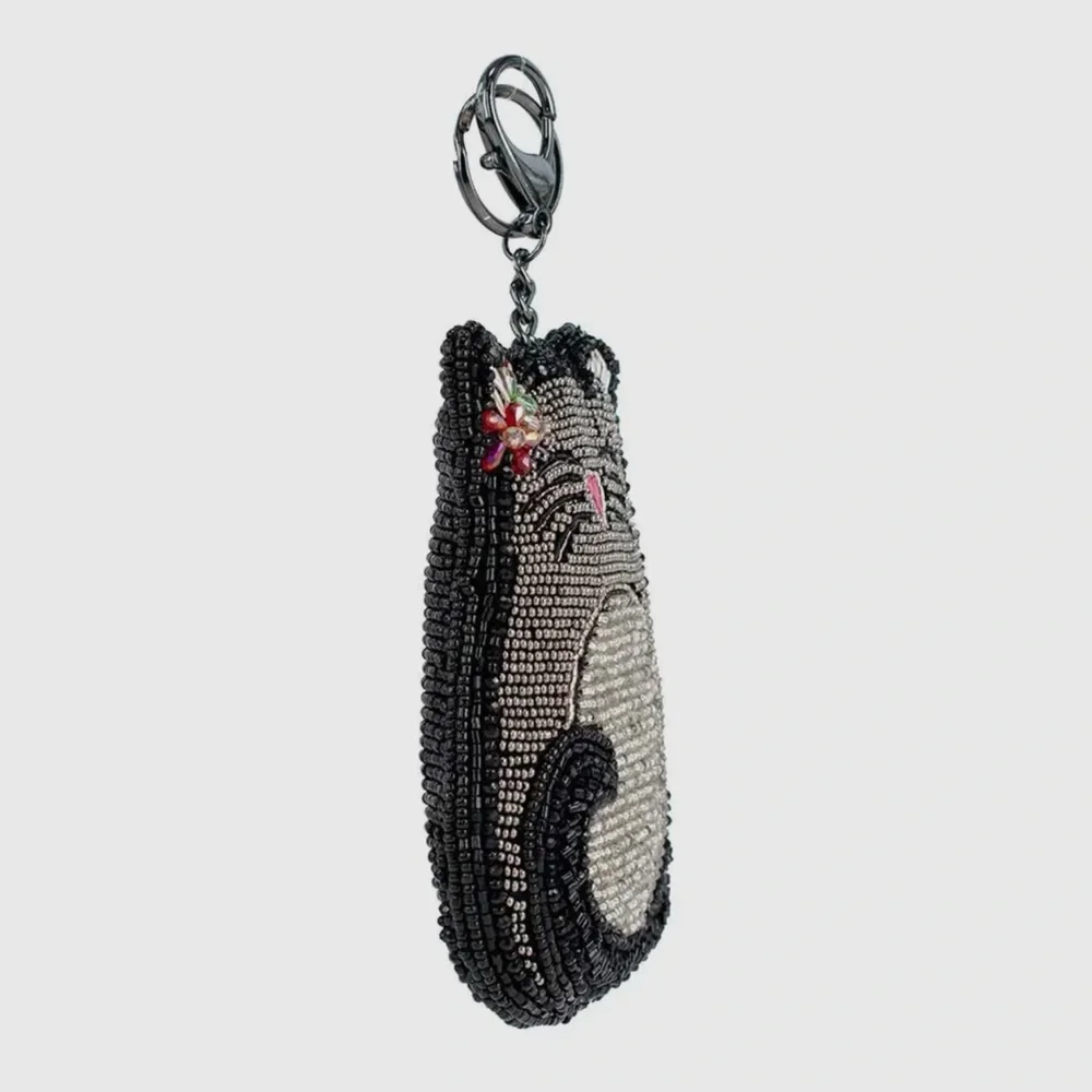 Mary Frances Accessories Pounce Hand Made Beaded Key Fob Card Holder Coin Purse